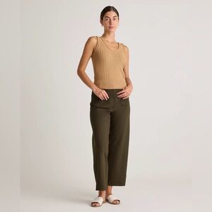 Quince wide leg cropped ponte pant in Olive